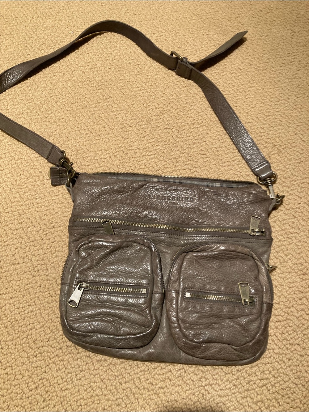 Liebeskind Gray Taupe Leather Crossbody Bag